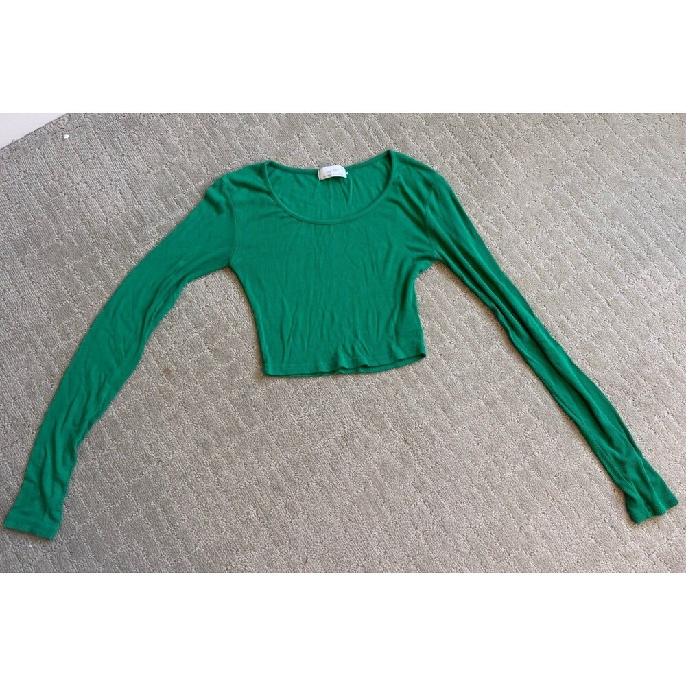 Oak + Fort Rib Long Sleeve Women’s M Medium Green Top